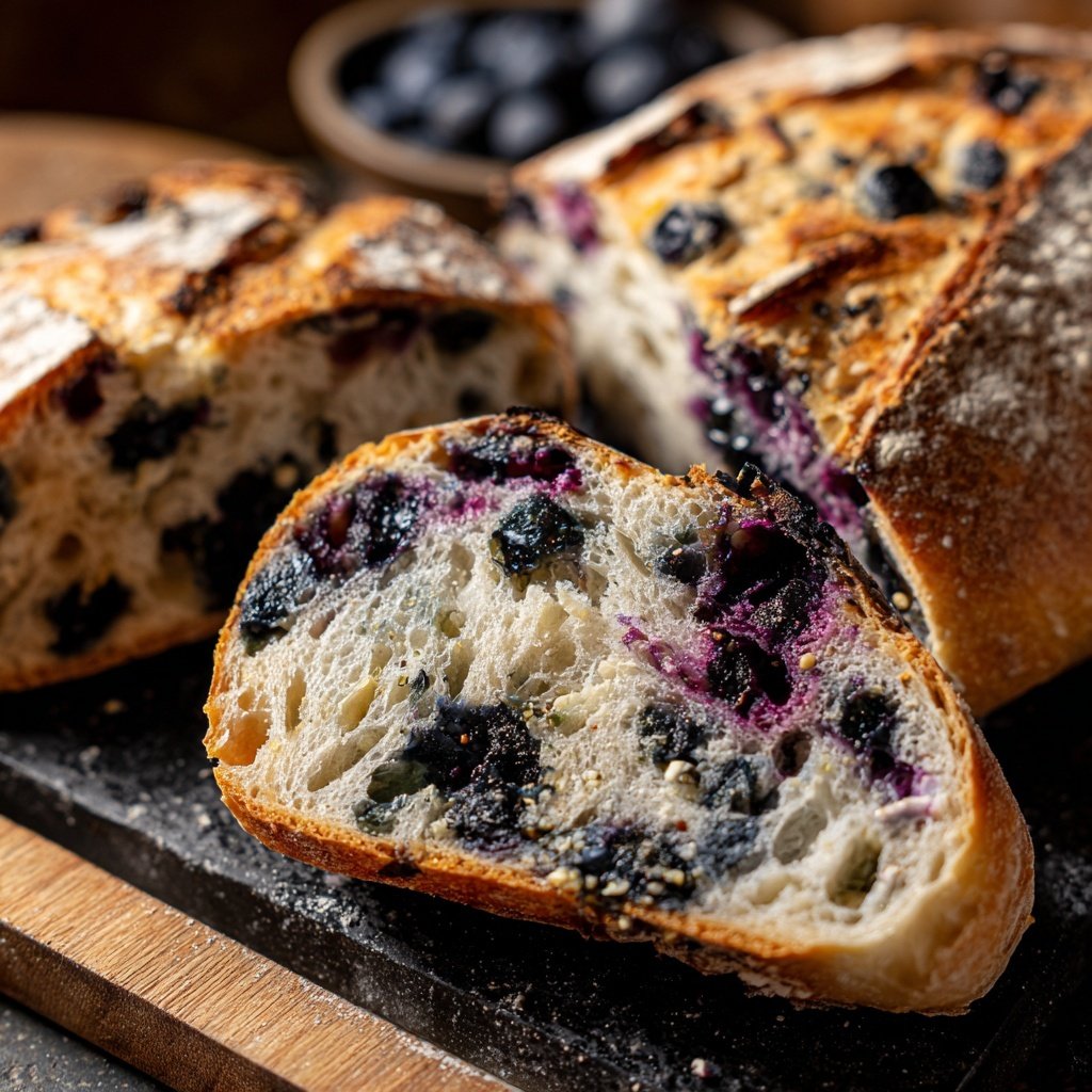 Blueberry Lemon Sourdough Bread Sliced